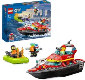 Lego City Fire Rescue Boat Fire Brigade Floating Toy Ship with Rescue Inflatable and Minifigure