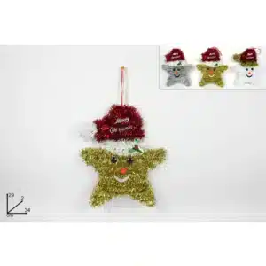 Star Decorative Pendant with Hat 23cm  - 3 Assorted Colours