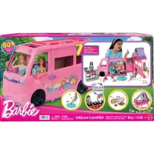 Barbie Dream Camper Playset With Roof Tent, BBQ Grill With Color-Change Feature & 60+ Accessories