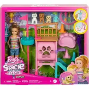 Barbie And Stacie To the Rescue Puppy Playground Playset With Doll, 3 Pet Dog Figures, & Accessories