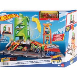 Hot Wheels City Super Recharge Fuel Station With 1:64 Scale Toy Car