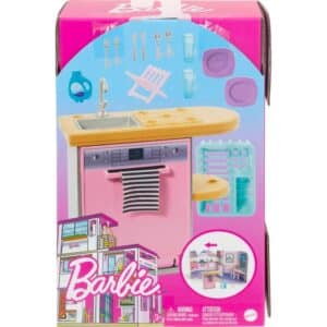 Barbie Furniture and Accessory Pack, Barbie Doll House Décor, Dishwasher Theme, Kitchen Chores and Cleaning