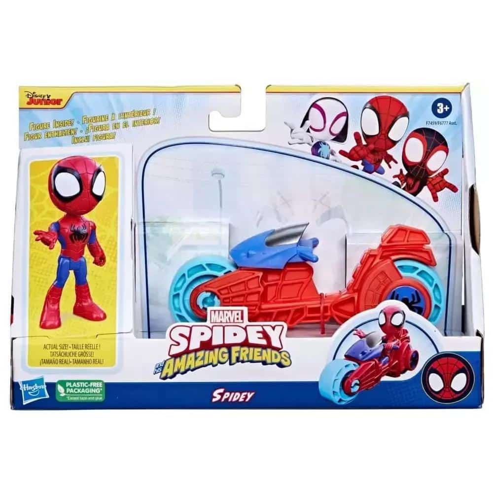 Marvel Spidey and His Amazing Friends, Spidey Action Figure with Toy Motorcycle Assorted