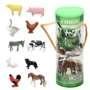 Pack of 10 7cm Farm Animal In PVC Tube With Handle
