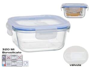 Borosilicate Lunch Box With Valve, 320 Ml