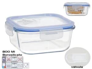 800ml Square Borosilicate Lunch Box With Lid