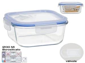 1200ml Square Borosilicate Lunch Box With Lid