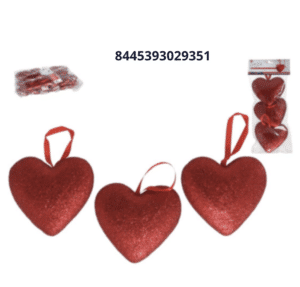 Set of 3 Heart Pendant Heart X3 Love 9x8x3 Cm