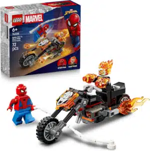 LEGO | Marvel Spider-Man vs. Ghost Rider Motorcycle - Superhero Toy w/a Motorbike Model, 2 Minifigures, Web String & Fire Elements