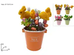 Easter Plant with Bunny in Metal pot  13cms