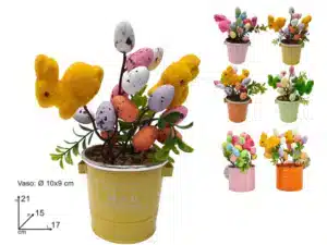 Easter Plant with Bunny in Metal Pot 10cms