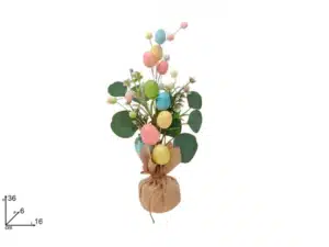 Easter Plant 36 Cm with Easter Eggs & Flowers in Vase