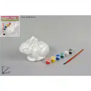 Polystyrene Rabbit with Brush and Paints