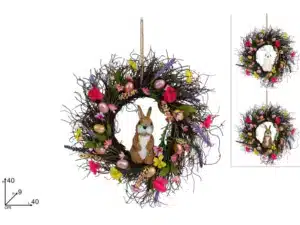 Easter Wreath with Flowers & Bunny - 2 Assorted