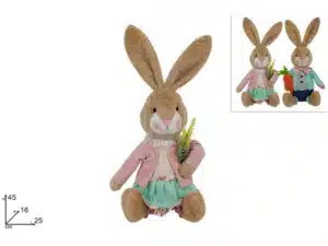 Dressed Up Sitting Easter Bunny  45cm - 2 Assorted