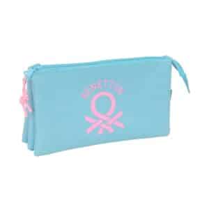 Benetton Triple Compartment Pencilcase Light Blue