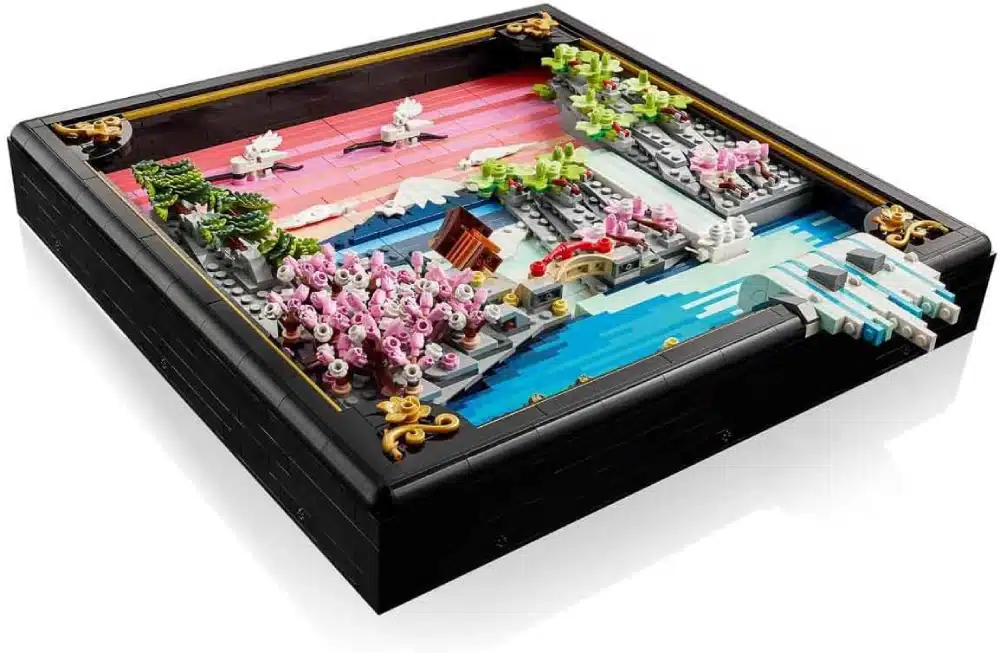 LEGO Art Japanese Cherry Blossom Landscape - DIY Miniature Model Kit for Adults - 3D Wall Art in Shadow Box Frame w/Mount Fuji, Sakura & Textured... - Image 3