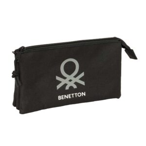 Benetton Triple Compartment Pencilcase Basics Black