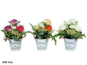 Roses In Metal Pot-29cm