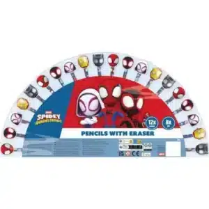 SPIDEY Spiderman CRAYONS WITH RUBBERS 12 colors + 8 pencils with rubber bands