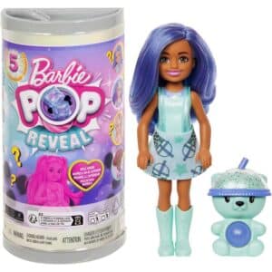 Barbie Chelsea Pop Reveal Bubble Tea Series Doll in Tea Can-inspired Package With 5 Surprises, Scented