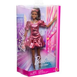 Barbie Deluxe Style Fashion Doll #6 in Metallic Coral Dress With Bubble Hem And Silvery Accessories