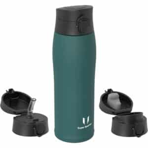 Super Sparrow Enjoy Series 750ml Stainless Steel Bottle With Straw Dark Green Dual Cap