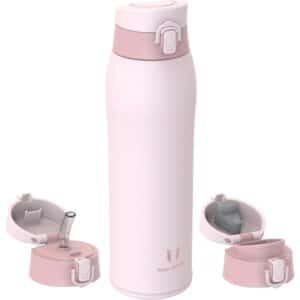 Super Sparrow Enjoy Series 950ml Stainless Steel Bottle With Straw Light Pink Dual Cap