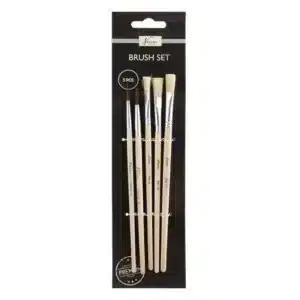 Nassau Brush Set, 5 Pieces (3x Flat & 2x Round)