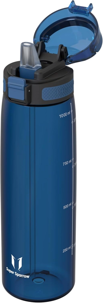 Super Sparrow Tritan Touch Sip Bottle 1000ml Mid Blue