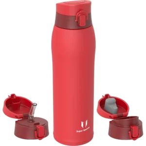 Super Sparrow Enjoy Series 950ml Stainless Steel Bottle With Straw Dual Cap Brick Red