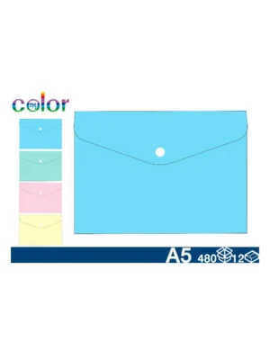 A5 Button Plastic Folder 21x15cms