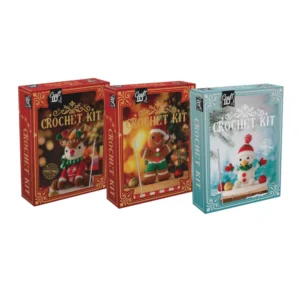 Christmas Crochet Kit 3 Assorted, Reindeer, Gingerbread,Snowman