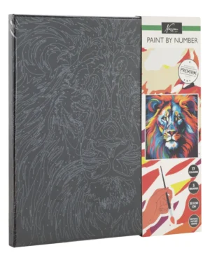 Paint By Number Black Canvas 30x30cm Lion